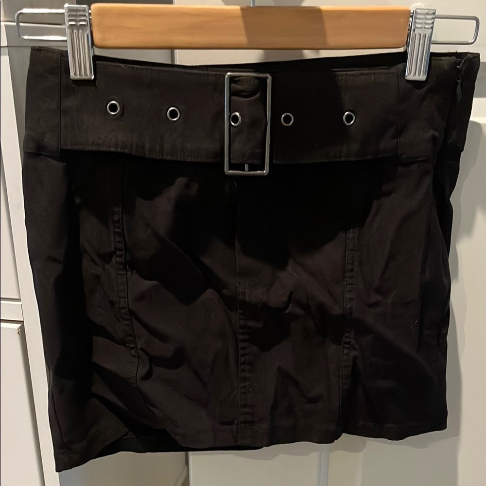 Black Mini Skirt with Belt
